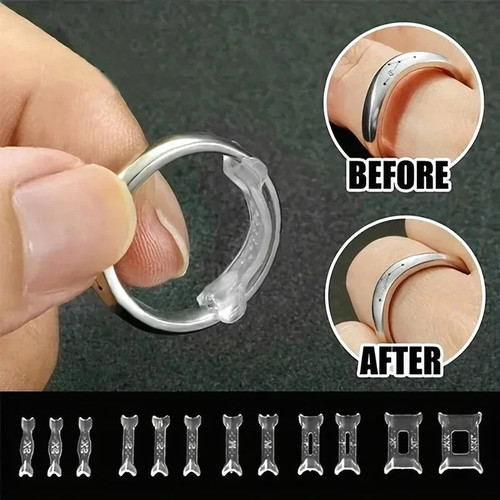 12pcs clear ring size - clear, adjuster